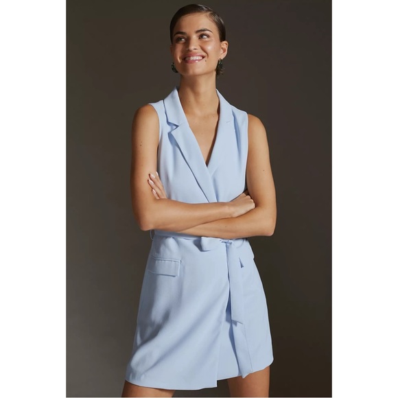 Anthropologie Sleeveless Vest Mini Dress Baby Blue NWT Size XL - Picture 2 of 11
